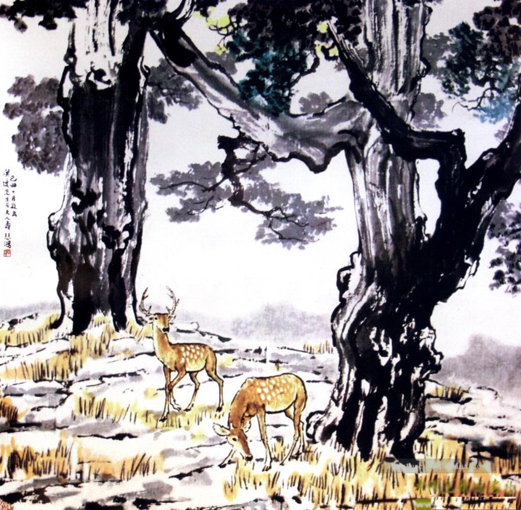 XU Beihong cerf ancienne Chine à l’encre Peintures à l'huile